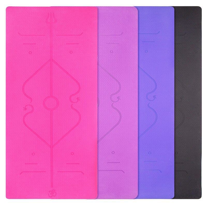 Eco-Friendly 6mm TPE With Posture Line Thicken Yoga Pilates Mats Pad For Lose Weight Home Gym