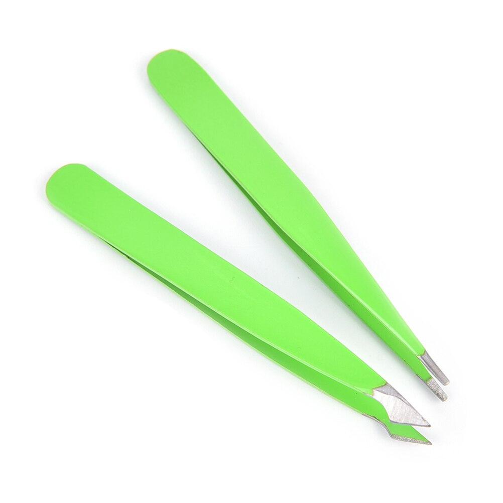 2 Stuks Groene Mini Vrouwen Rvs Ontharing Wenkbrauw Pincet Makeup Tools