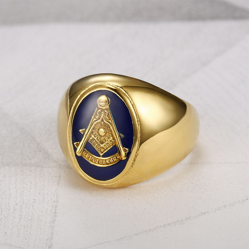 Guld silver färg frimureriet frimurare symbol guldton herr s 316l rostfritt stål frimurarring