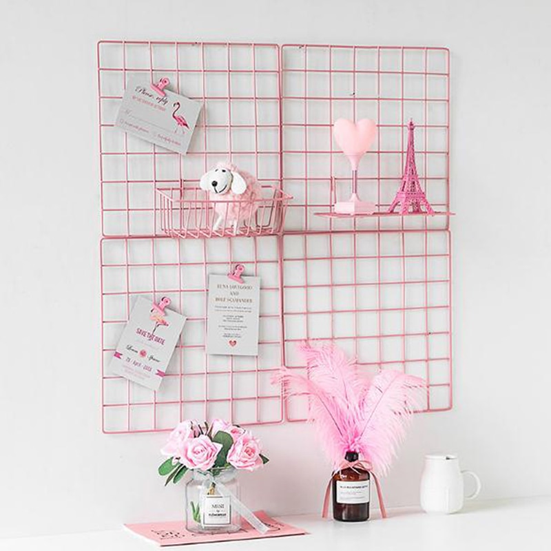 1 pc metallnät rutnät gör det själv väggfoton vykort väggkonst display mesh arrangör bilder ramhållare heminredning