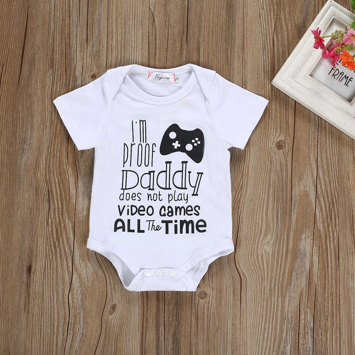 Citgeett Summer Newborn Infant Baby Boy Girl Short Sleeve Letter Daddy Bodysuit Sunsuit Casual Suit Clothes