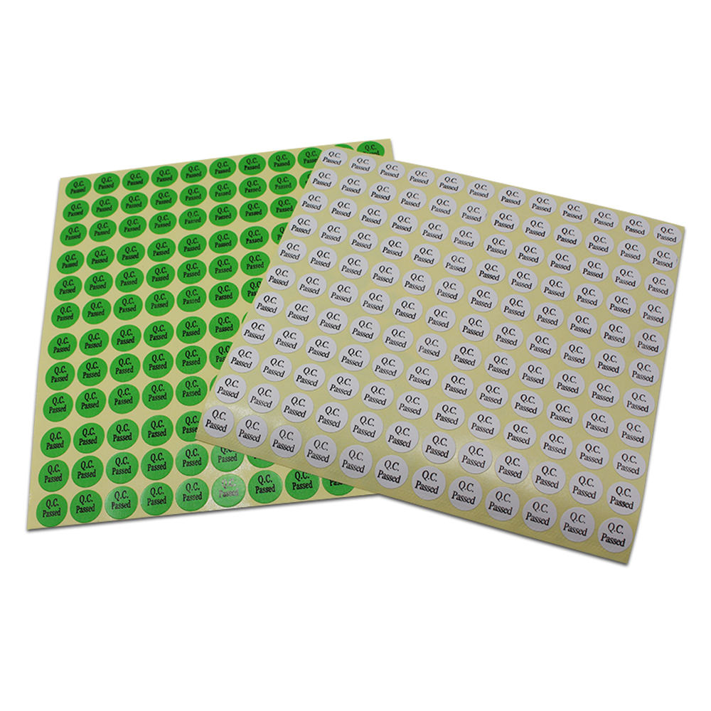 9240pcs/lot 0.51'' Diameter White / Green Round QC Checking Passed Labels Sticker 1.3cm QC PASSED Printed QC Qualified Stickers