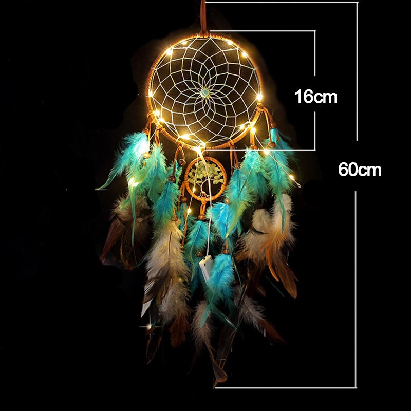 Moderne Stijl Handgemaakte Weave Dromen Catcher Pendantcolorful Stenen Tree Of Life Dreamcatcher Decor Opknoping Meisje Room Decor: Z with light