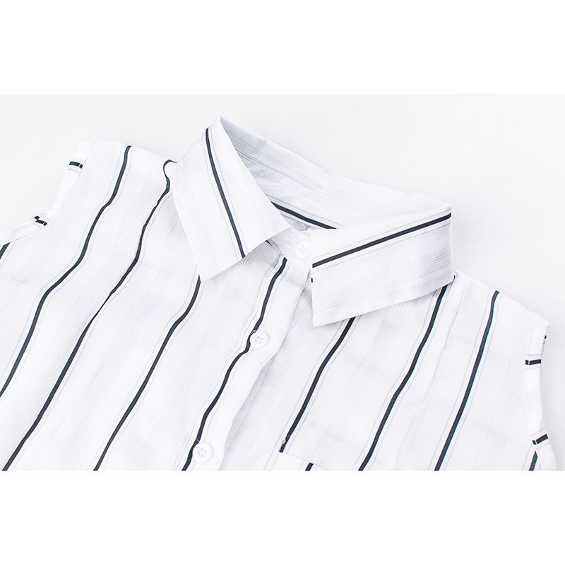 Xitao uregelmæssig off shoulder top stribet bluse dame tøj sommer løs afslappet turn down krave top  zp1272