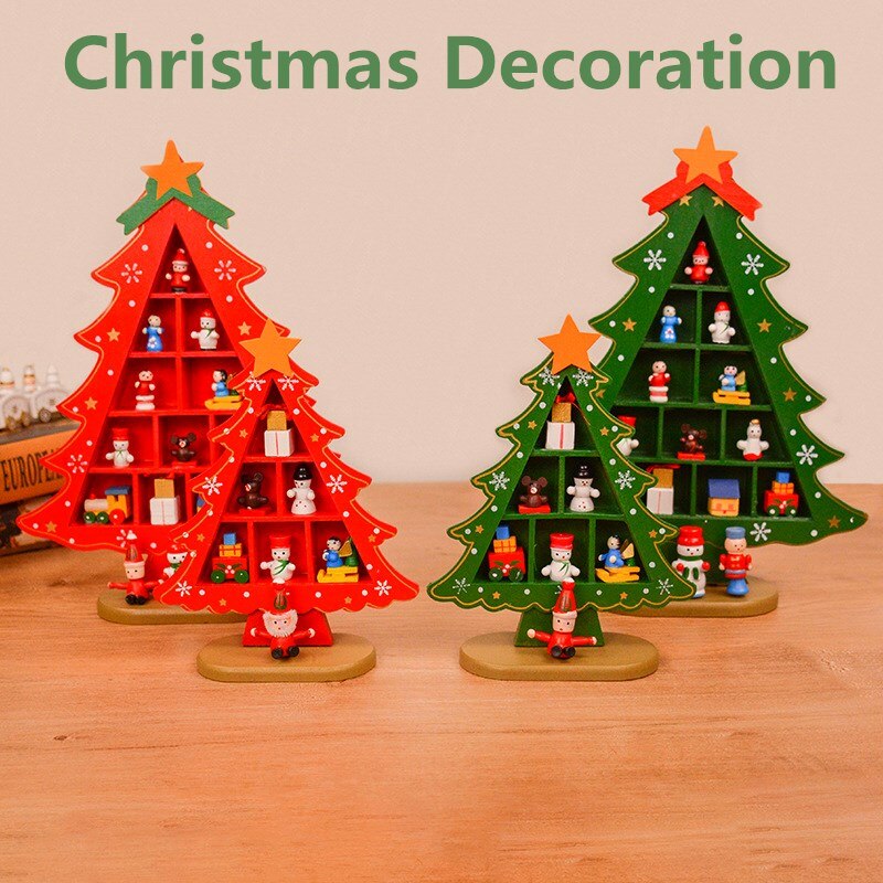 Kerst Decoratie Kerstboom Ornamenten Houten Mini Opknoping Hangers Desktop Home Decor Kerst Geschenkdoos Verpakking