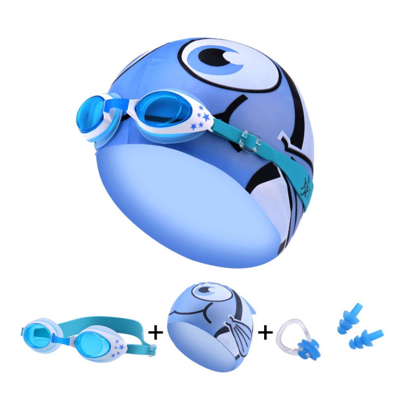 Kinderen Zwembril Siliconen Shark Caps Duiken Bril Oor Plug Neus Set Waterdichte Kids Zwemmen Zwembad Brillen Meisje Jongen
