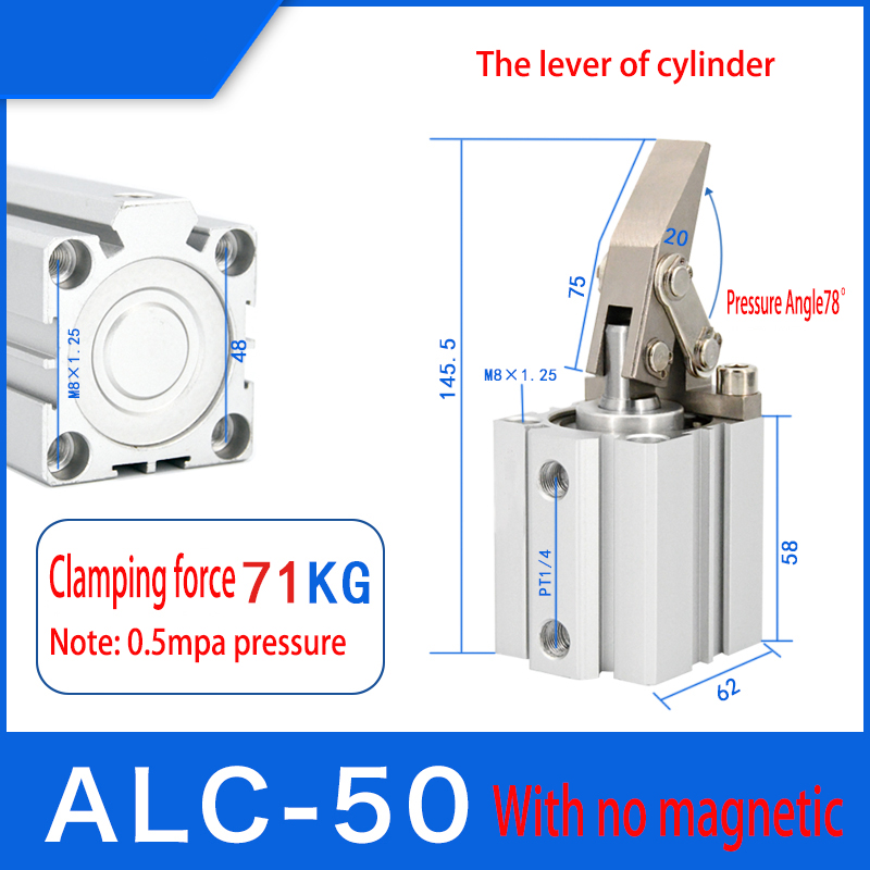 Spakcylinder alc 25 jgl -25 32 40 alc 50 63 jgl 32 klämcylinder klämma skaka tvärarmen för att trycka på den dubbla tryckplattan: Vit