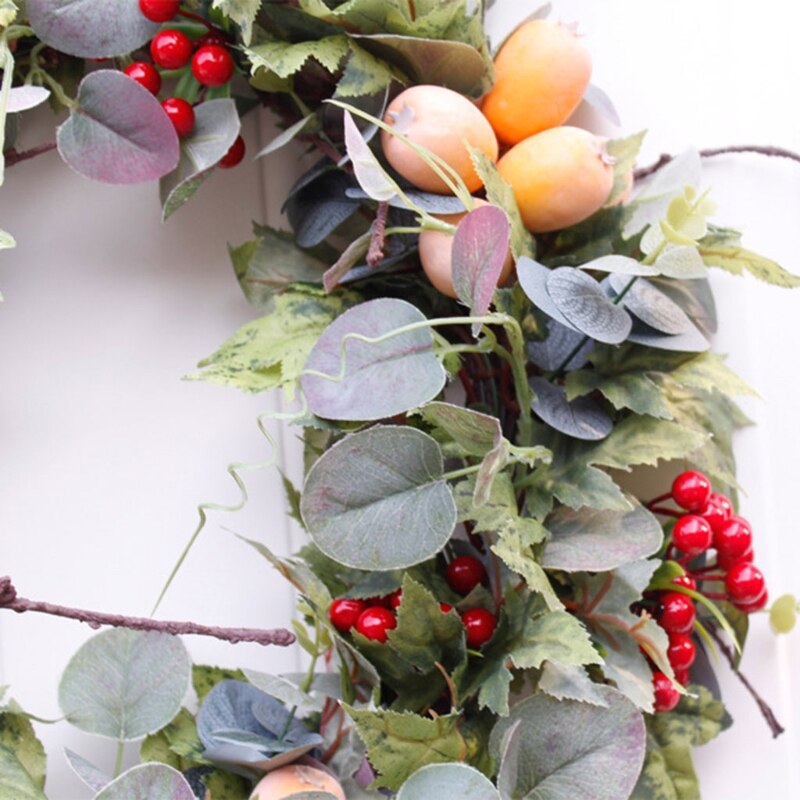 Autumn Harvest Decoration Garland Wreath Artificial Fruit Leaves Door Ornaments