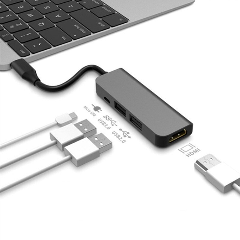 Stacja dokująca Hub 4 w 1 stacja dokująca z 4K HDMI 2 Port USB Micro USB type-c do HDMI do Samsung Galaxy Huawei MacBook