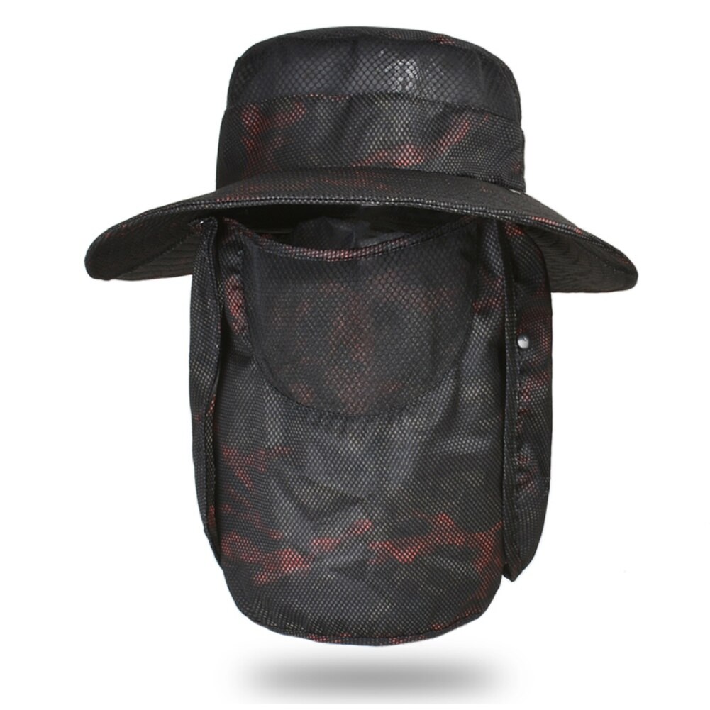 Summer Sun Hats Men Camouflage Large Bucket Cap Foldable Breathable Anti UV Sun-proof Hats outdoor Hiking Camping Fishing Cap: JR