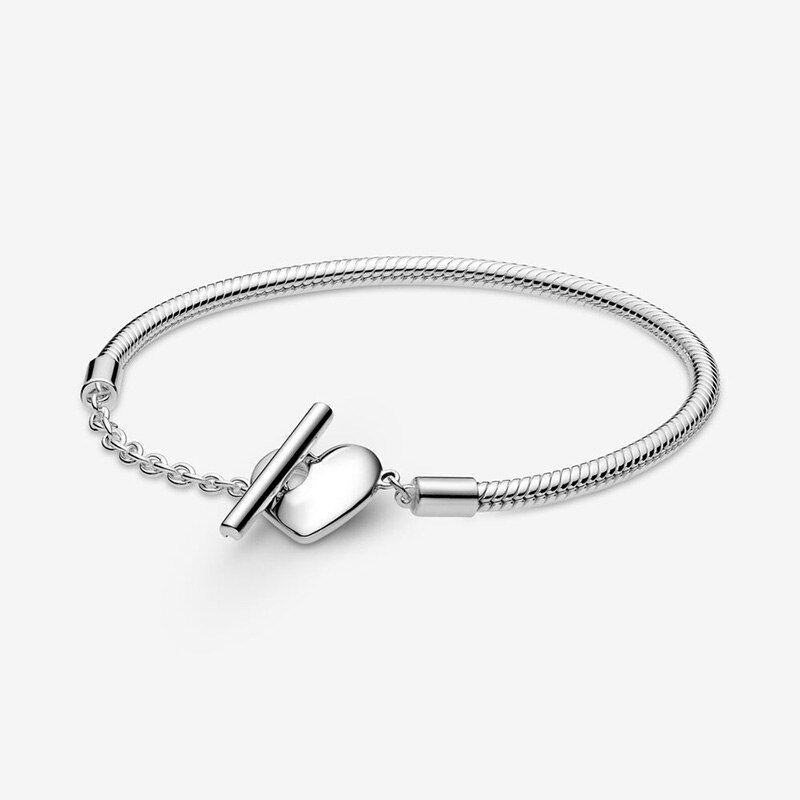 925 Sterling Zilveren Armband Hart T-Bar Snake Ketting Fonkelende Blauwe Schijf Sluiting Snake Chain Armband Vrouwen sieraden: 067 / 17 cm