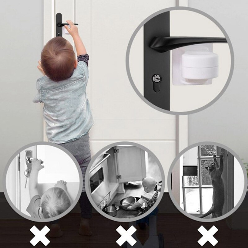 1pc Baby Safety Lock Door Lever Lock Safety Child Proof Doors Adhesive Lever Handle Compatible With Standard