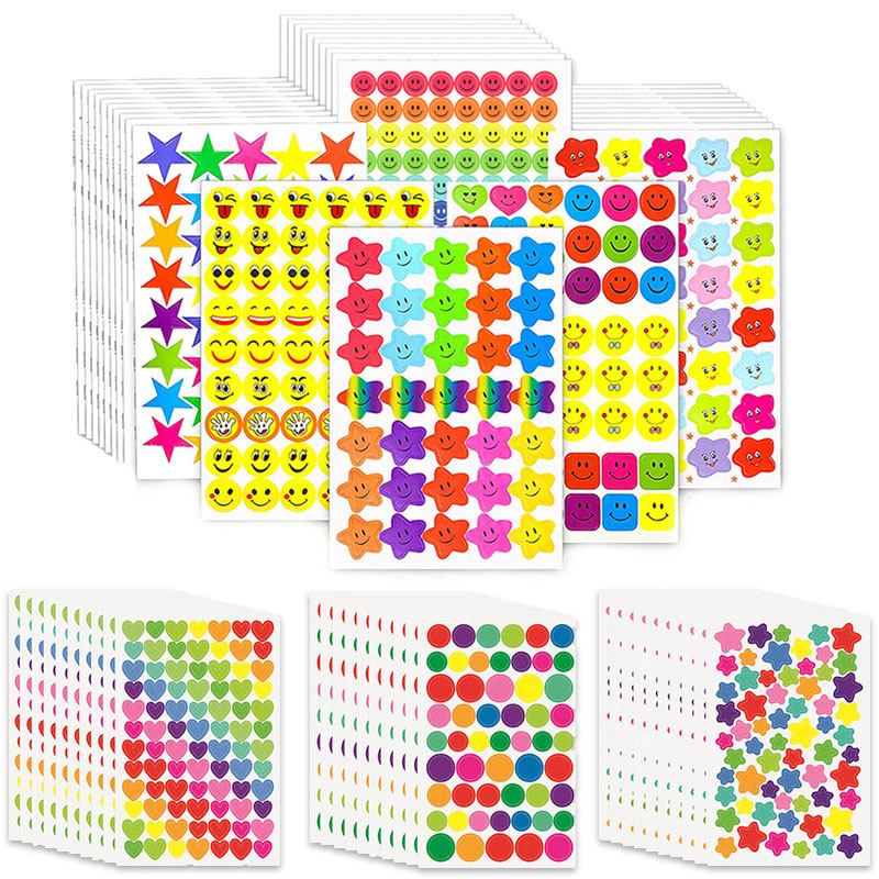 30/60 hojas de pegatinas de recompensa para niños, tabla de comportamiento de puntos y estrellas coloridas, pegatina para álbum de recortes, suministros para estudiantes y profesores