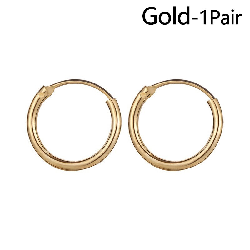Oorringen Voor Vrouwen Eenvoudige Stijl Zwart Goud Zilver Kleur Oor Ringen Punk Oorbel Man Hip Hop Sieraden Unisex 10/12/15Mm: Gold Color / 1.5cm