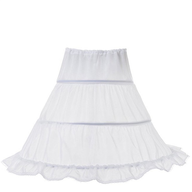 Taille unique blanc sous-jupe taille élastique cordon pour enfants filles fleur jupe avec princesse 3 cerceaux jupon princesse porter