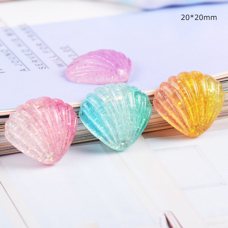 20 stk glitter ocean perle shell harpiks miniaturer diy håndværk kunst boligindretning tilbehør telefon shell patch kunstmaterialer: Skaller 05