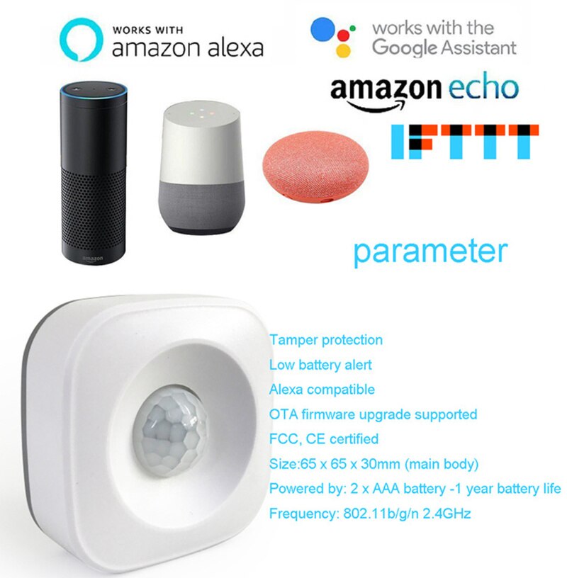 High Accurate Smart Home Automation Smart Wireless PIR Motion Sensor Detector Compatible Alexa Google Home Assistant