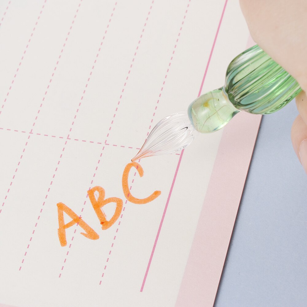 1Pc Vintage Glas Dip Vulpen Art Schilderen Leveringen Vullen Inkt Handgemaakte Handtekening Pen Kalligrafie Pen Schrijven Gereedschap