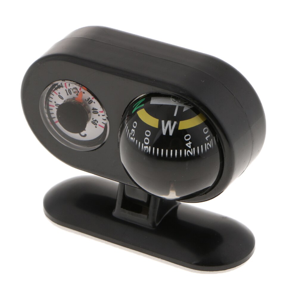 Twee In Een Auto Kompas Met Thermometer Voor Auto Interieur Decoratie Zwart