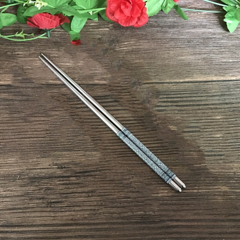 1 Pair Japanese Chopsticks Alloy Non-Slip Sushi Food Sticks Chop Sticks Chinese Reusable Chopsticks: H