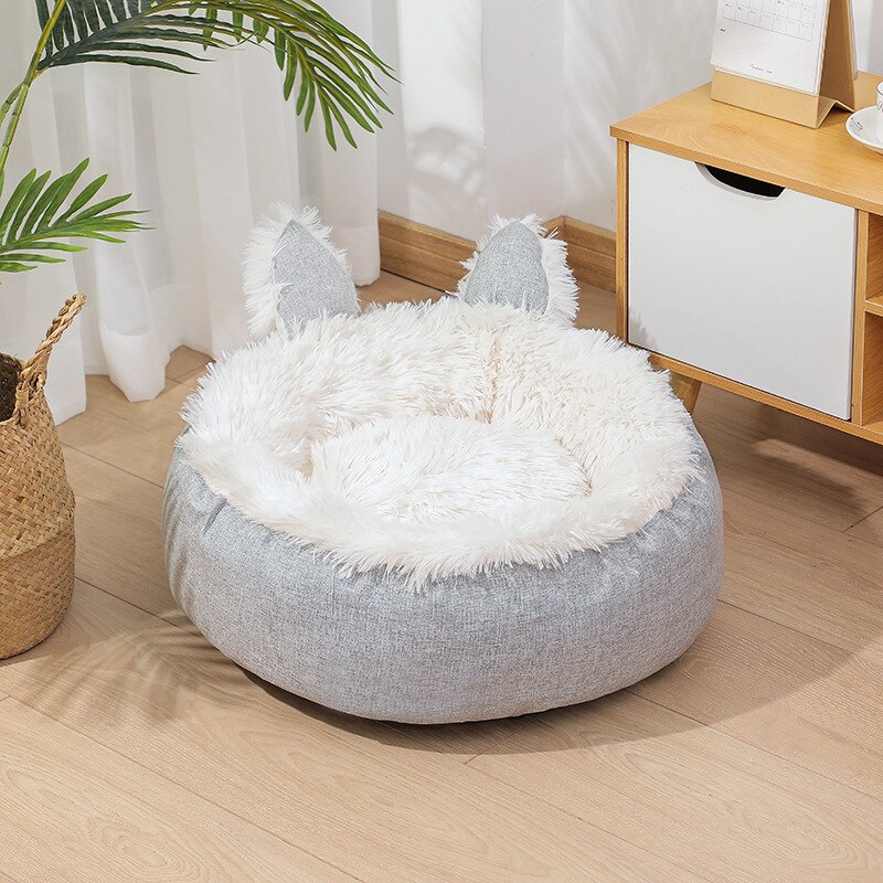 HOOPET Pet Cat Bed Lamb Cashmere Pet Dog Cat House Kennel Puppy Mat Winter Warm Soft Cat Nest Sofa Cushion Kittens Puppies Cat: white / 40cm