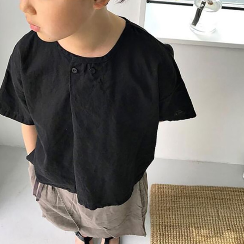 MILANCEL summer boys clothes linen boys t shirt Japan style kids tee