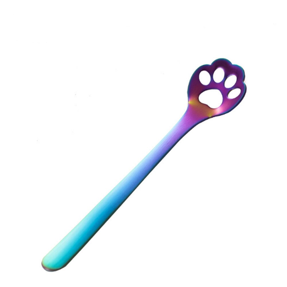 Cuillère à Long manche café | Dessin animé en acier inoxydable, griffe de chat, couverts de café, outils pour boire, gâteau mélanger le sucre, soupe Dessert cuillère à thé: 10