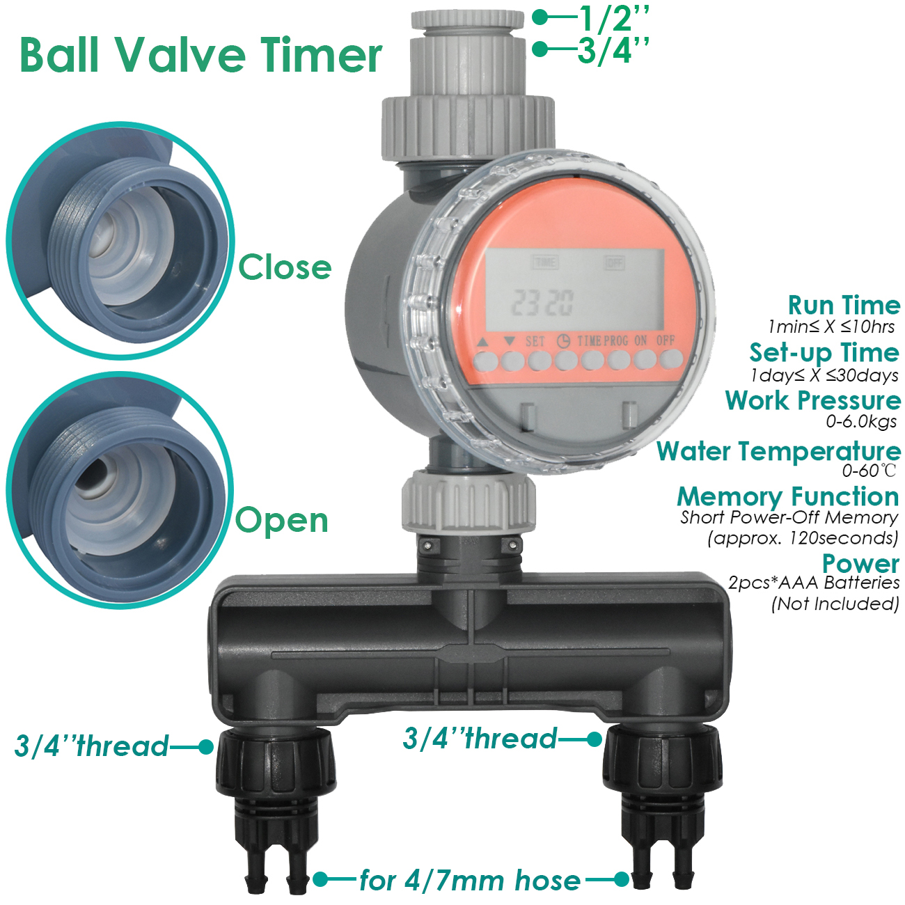 KESLA Garten 4/7 mm bis 3/5 mm Schlauchbewässerungssystem Mikro Tropfen Bewässerung Bausatz Timer Pfeil Emitter Tropfer Bonsai Pflanze Gewächshaus
