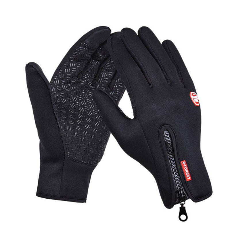 Gants de sport unisexe pour écran tactile, thermique et pour l'hiver, cyclisme, vélo, Ski, Camping en plein air, randonnée, moto, doigt complet: black 1 / XL