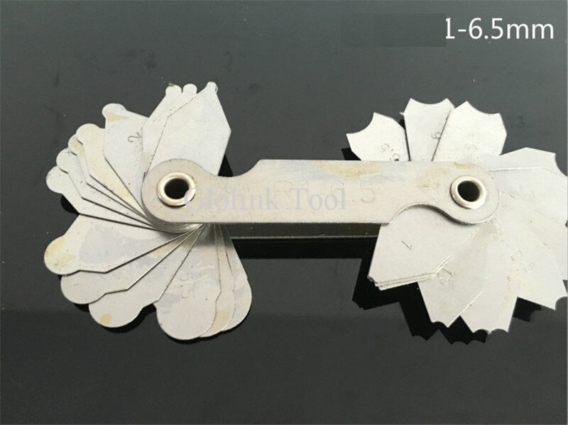 Stainless Steel R 1-6.5mm R Gauge Radius Gauge Replacement Pocket Folding Blade Measuring &amp; Gauging Tools: Default Title
