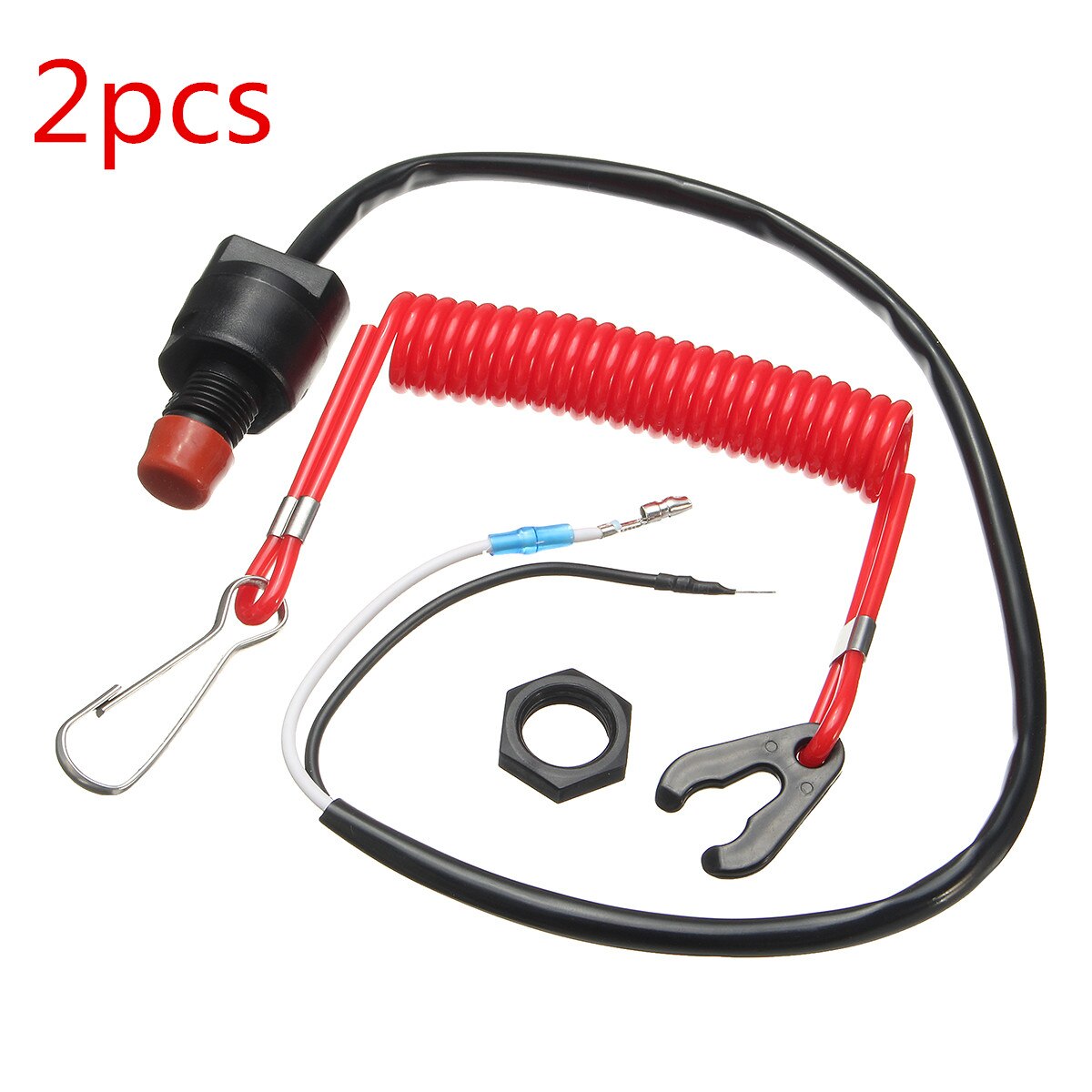 Boat Motor Emergency Kill Stop Switch for Yamaha /Tohatsu Outboard Stop Kill Switch Cut off Switches With Safety Tether Lanyard: 2pcs