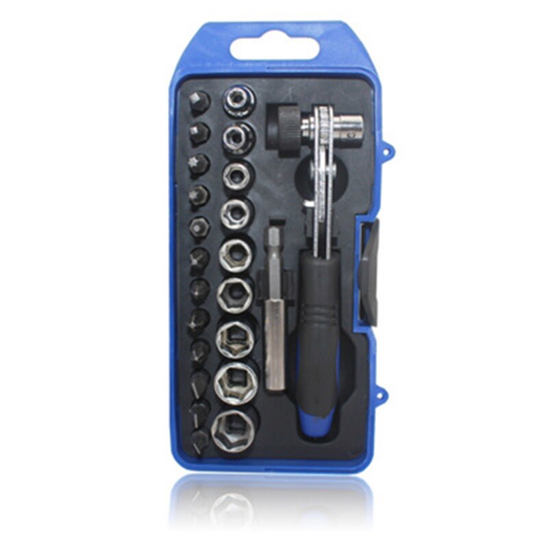 23pcs Adjustable Torque Wrench Fast Auto Repair Repair Tool Ratchet Mechanical Torque Wrench Socket Bit Combination Set