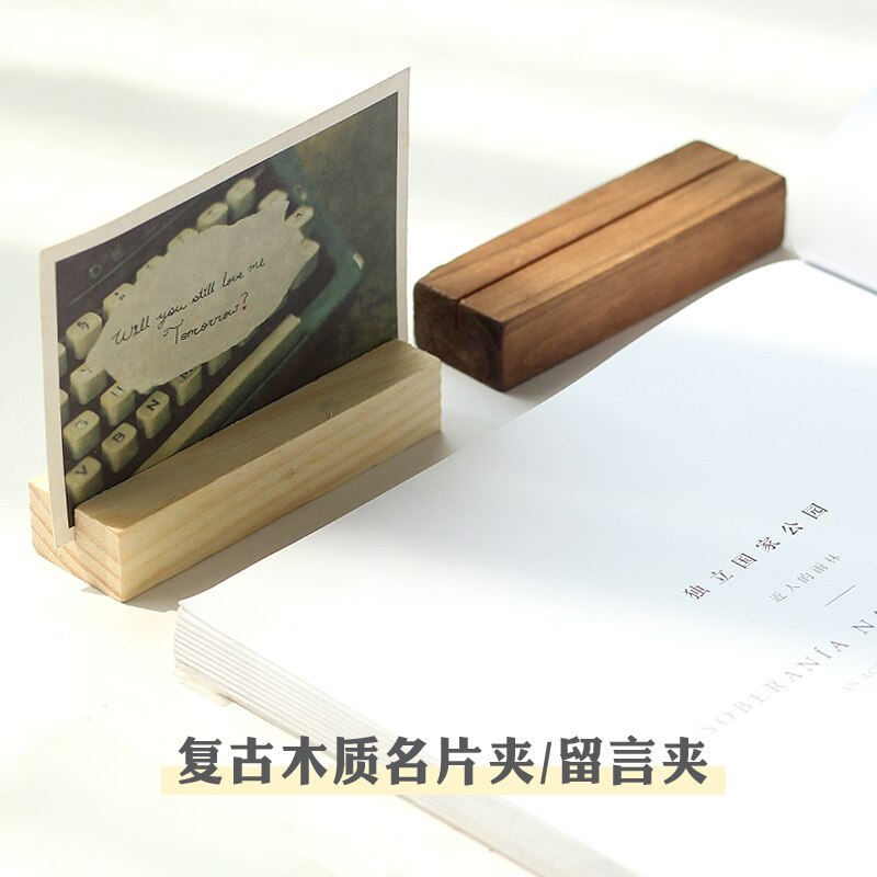 No Printing/Engraved Solid Wood w08 Message Pincer Card w24 Small Clamps Stand Desk Gadget Storage Paper Clip