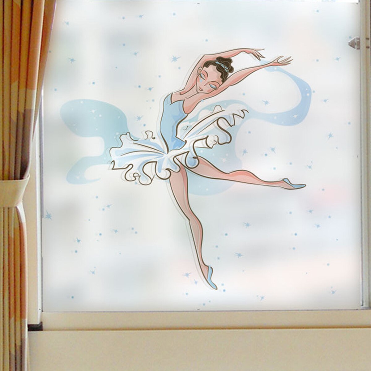 Window Decals, Dancing Girl PVC Window Decals Removable Wall Stickers Wall Posters for Home Office