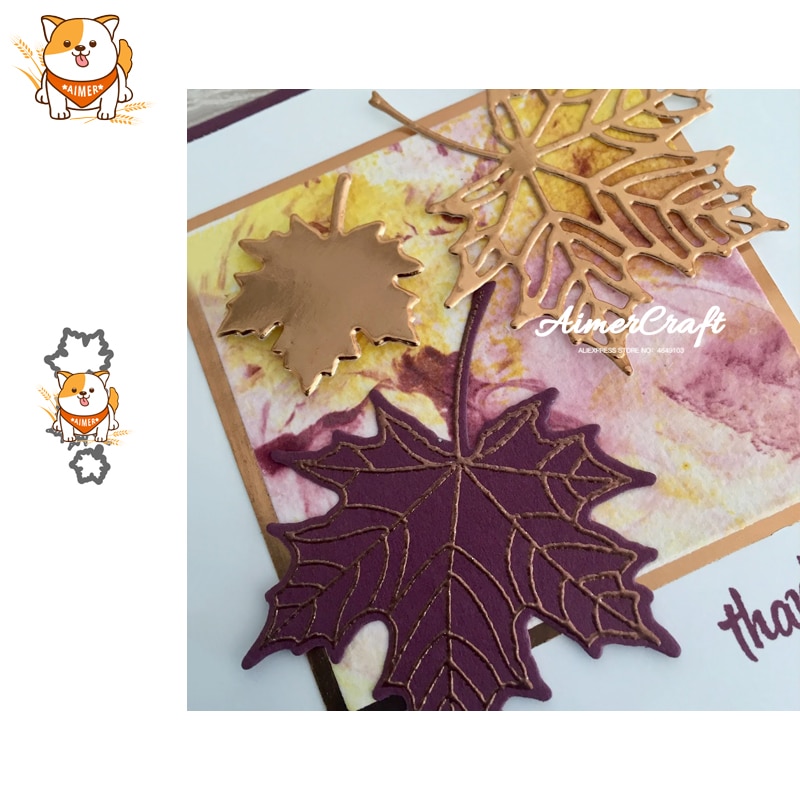 3 kpl vaahteranlehti metallinleikkausmuotit scrapbooking stensiili tee itse koristeellinen kohokuviointi askartelu stanssaa korttien valmistusmuotit