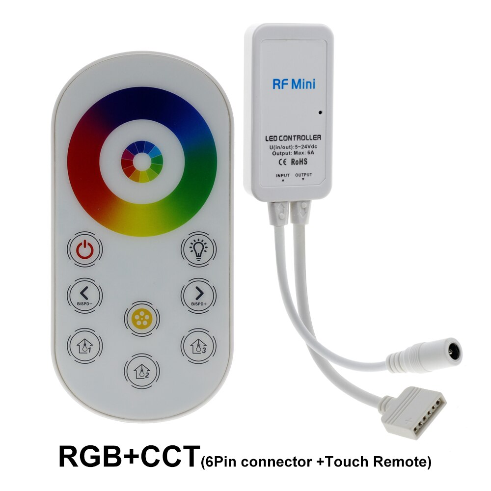 Mini LED RF Controller DC5V-24V Wireless Touch Button Remote Control for Single Color/ CCT/ RGB/ RGBW/ RBBWW/ RGB+CCT LED Strip: RGBCCT