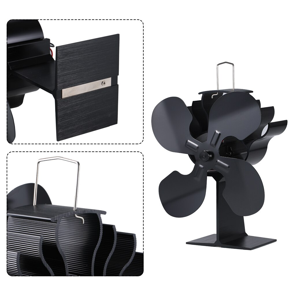 4 Blades Home Fireplace Fan Heat Powered Eco-Friendly Efficient Heat Distribution Fireplace Fans for Wood Burning Log Burner