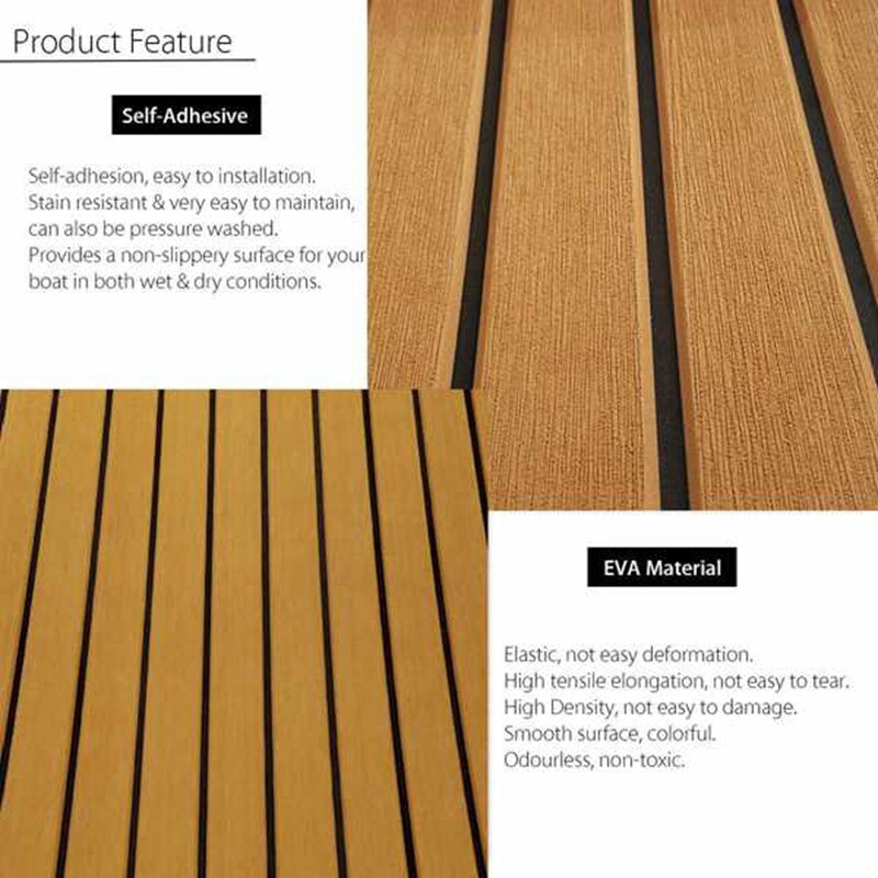 Plancher de bateau en mousse EVA, Imitation teck auto-adhésif, 2400x450mm, accessoires de Yacht