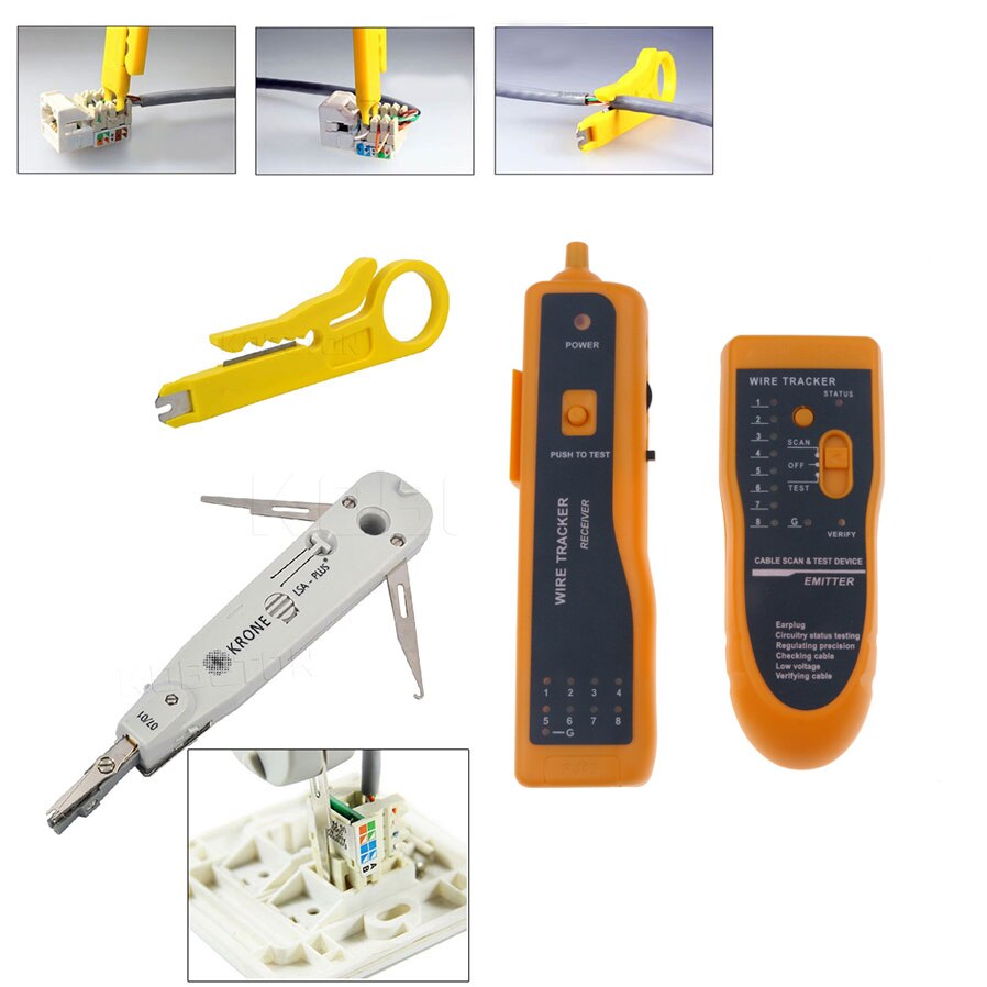 RJ45 RJ11 RJ12 Katze5 Katze5e Tragbare LAN Netzwerk Werkzeug Bausatz Utp Kabel Tester UND Zange crimpen Crimper Stecker Draht Stripper köpfe