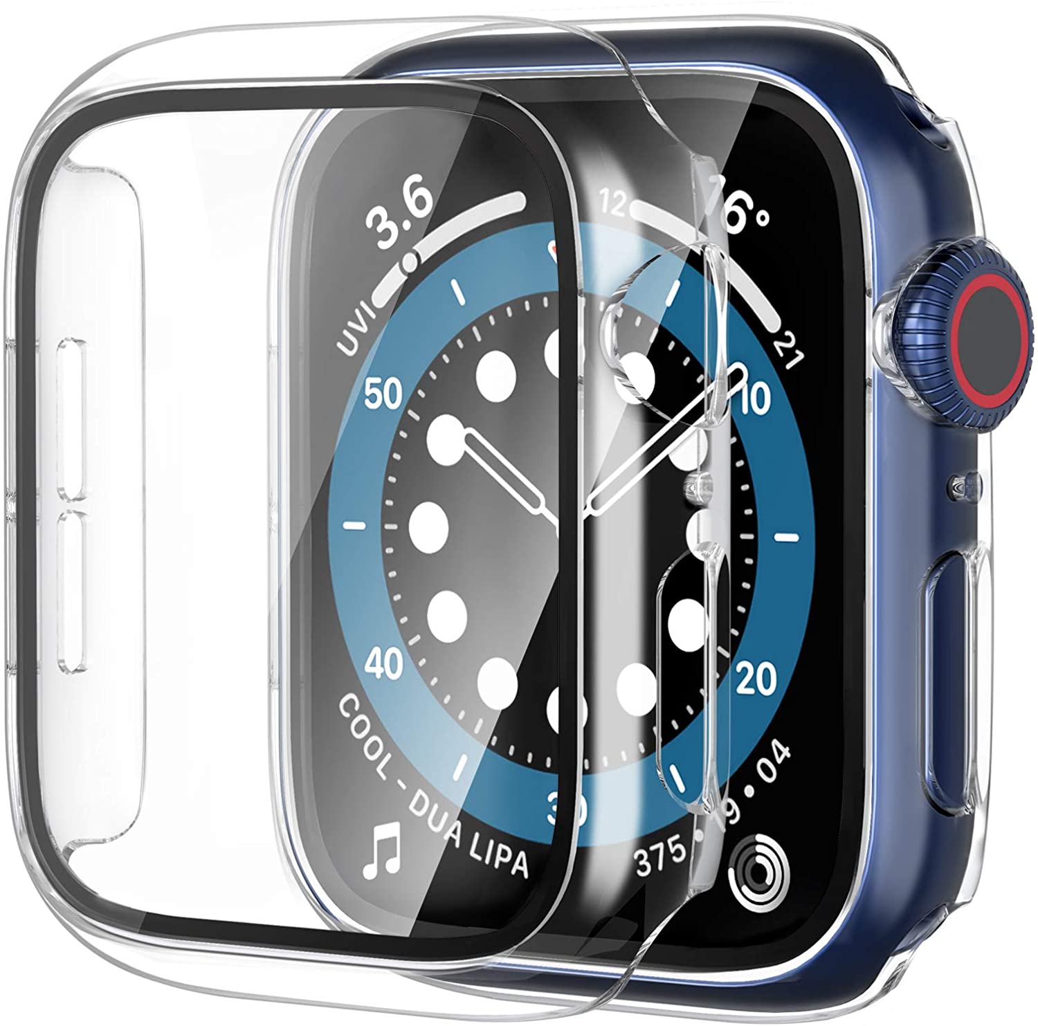 Cubierta para funda de Apple Watch, Protector de pantalla de cristal chapado, accesorios para iWatch series 9, 8, 7, 6, 5, 4, 3, se, 45mm, 44mm, 40mm, 41mm, 38mm, 42mm