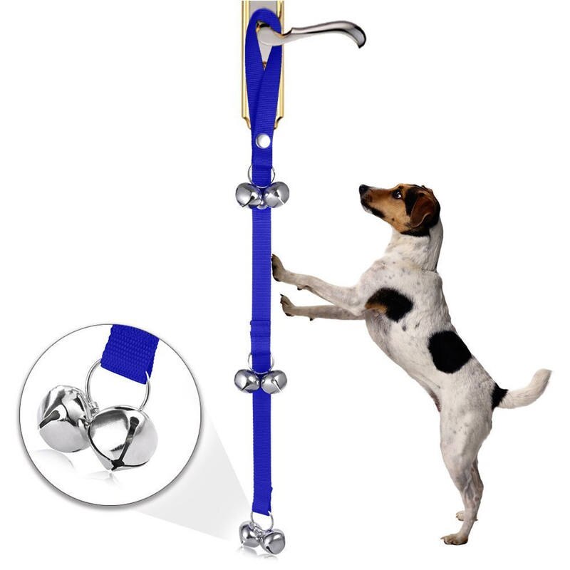 Kæledyr hund dørklokker hvalp træning klokke justerbar nylon reb hunde dørklokke til husbrydning træning kæledyrsprodukter tilbehør: 3 klokker / Blå
