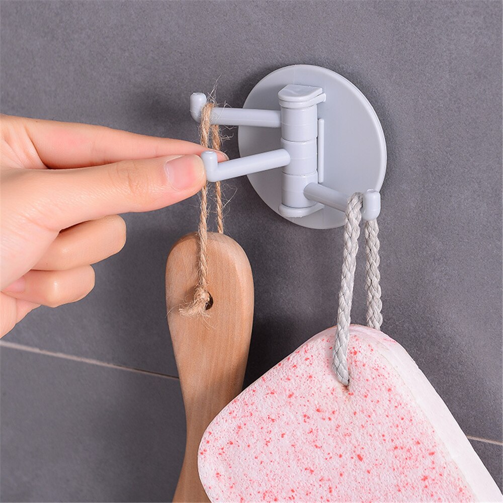 Crochet adhésif rotatif sans couture, charge de 5KG, support solide, crochet mural de cuisine, salle de bain,
