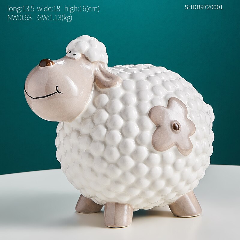 Modern minimalist resin animal model lamb bedroom living room desktop decoration children's piggy bank storage tank DXUIALOI: a652