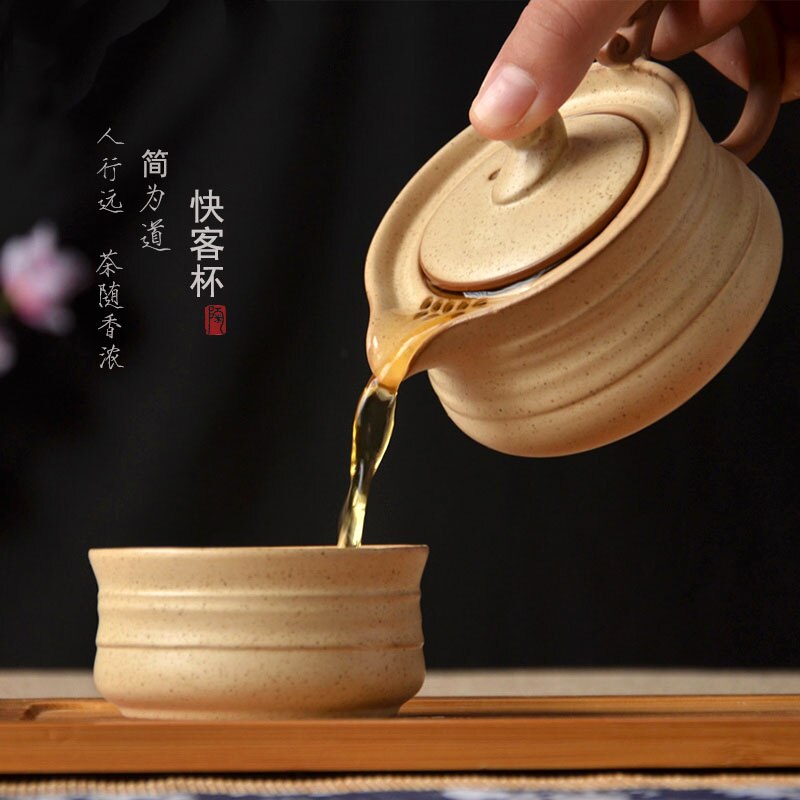 [grandness] teservis inkluderar 1 kanna 1 kopp resor te-servis bärbar vintage grov keramik kanna kopp japansk stil tekanna keramik