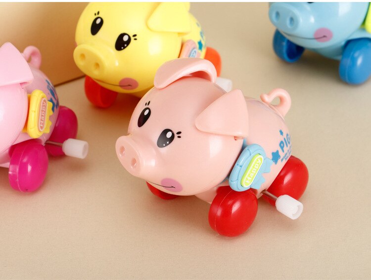 Giocattoli divertenti per bambini Unisex giocattolo a orologio scorrevole Mini tirare indietro Cartoon Animal Wind Up giocattoli per bambini ragazza ragazzi: pig