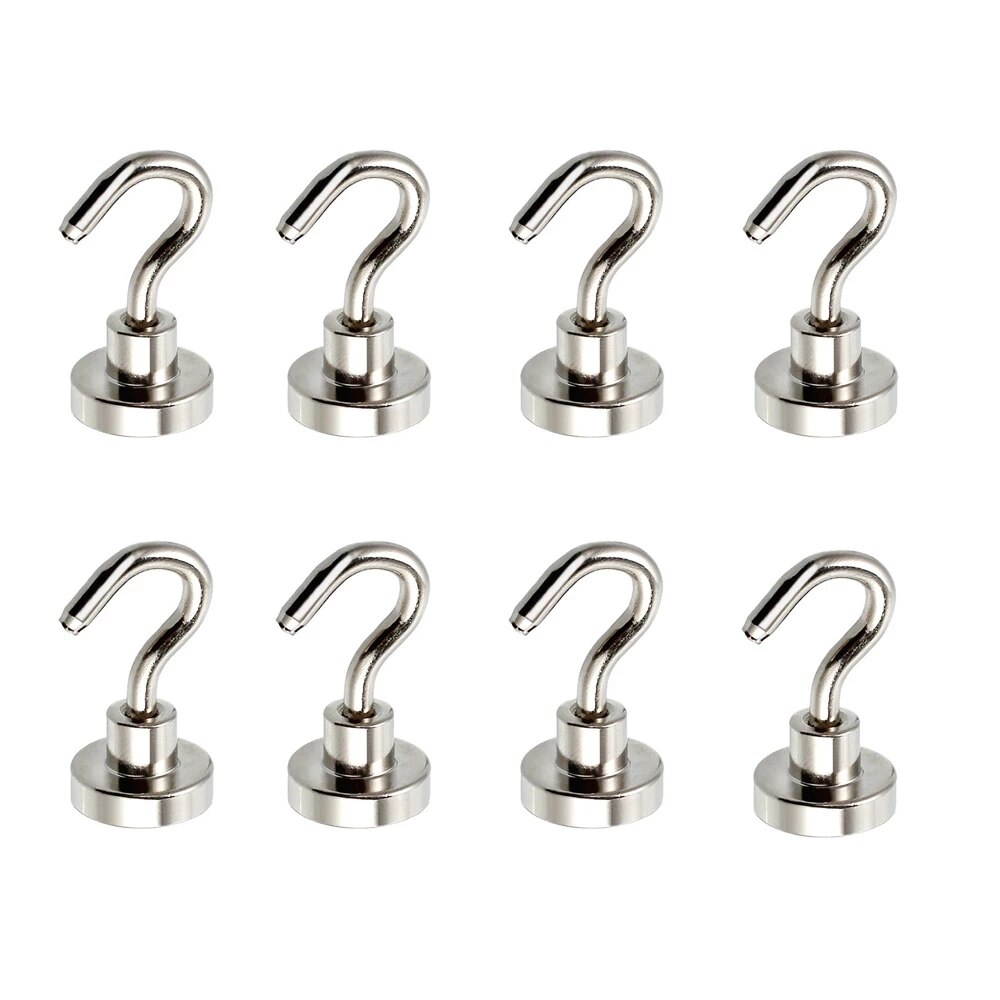 2/5/10PC magnetic hook strong magnet bracket wall suction bracket support hardware magnetic tool silver metal hook household