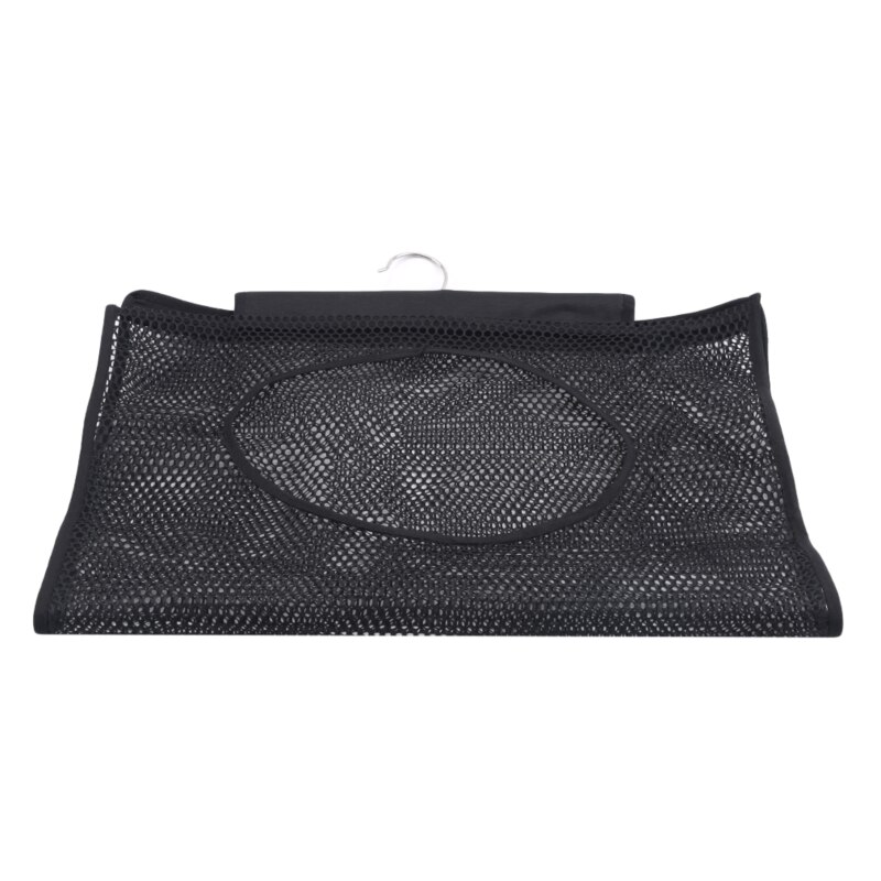 1PCS Mesh Laundry Hamper Folding Hanging Storage Basket Portable Space Saving Bag Suitable For Cleaning: black