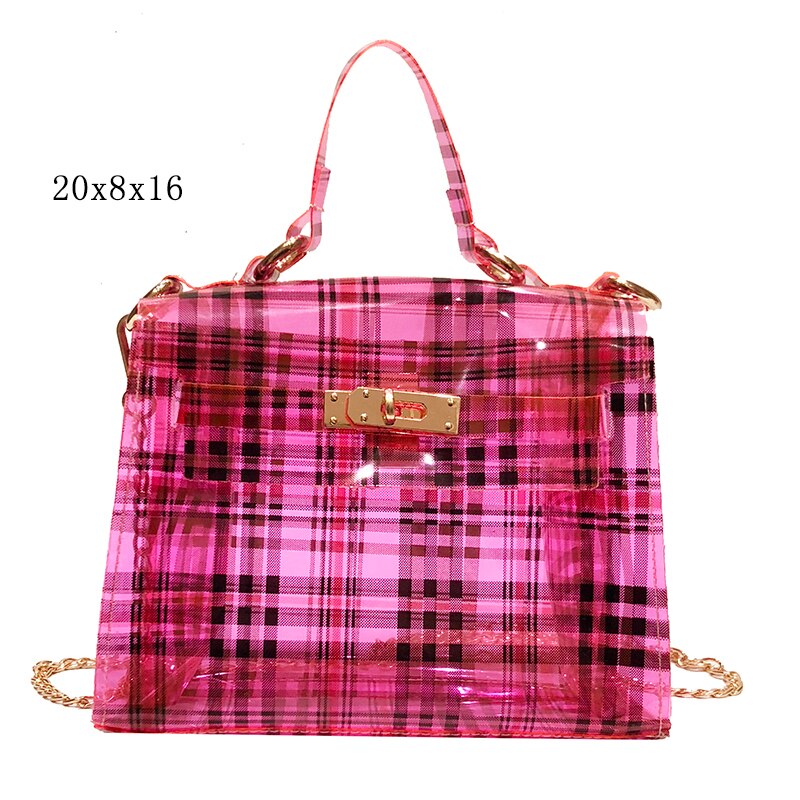 HOCODO Neue PVC transparent Frauen Kupplung Tasche Durchsichtig Handtaschen Abend Tasche Handtasche Kette Schulter Tasche Umhängetasche: rot Schulter Taschen