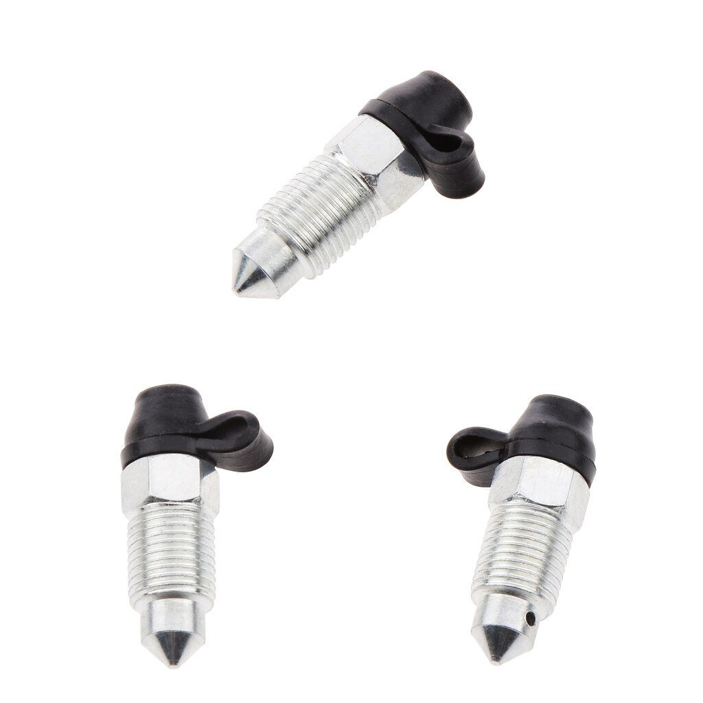 3-pack Motorcycle Brake Caliper M10 X 1mm Bleed Screw , Silver