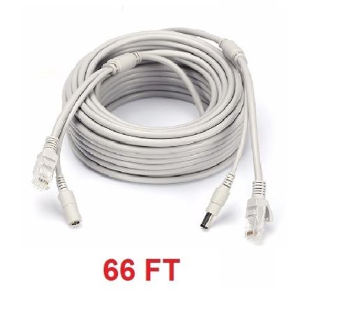 15M/20m/66ft CCTV Network Cable RJ45 Cable with 12V DC Power 2.1x5.5mm CAT5/5e Cameras Ethernet Cable For CCTV IP Camera
